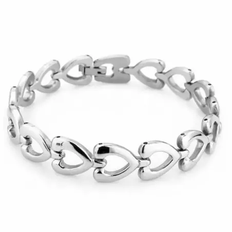 Brazalete plateado de acero inoxidable de diseño sencillo y elegante.