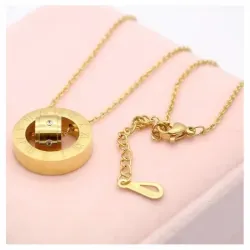 Collar círculo números romanos en acero pulido | Bisujoya