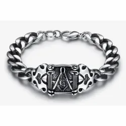 Brazalete eslabones gruesos símbolo masónico | Bisujoya