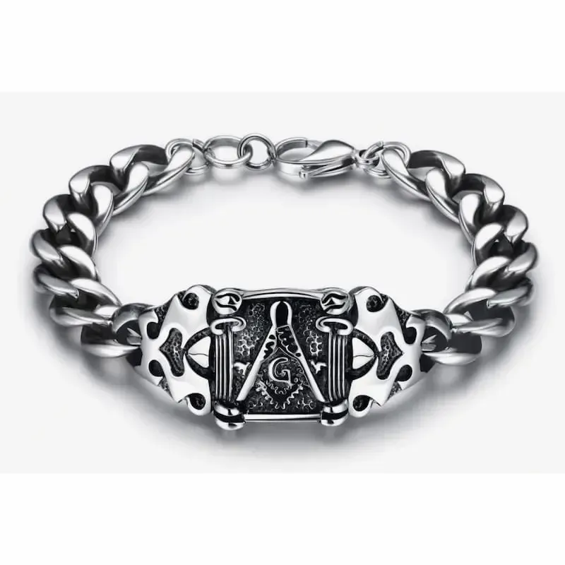 Brazalete eslabones gruesos símbolo masónico | Bisujoya