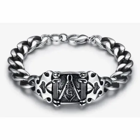 Brazalete eslabones gruesos símbolo masónico | Bisujoya