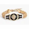 Pulsera masculina de cadena con colgante de cabeza de león en acero bañado en oro 18k