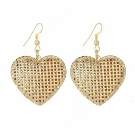Pendientes dorados de bisutería con diseño de corazón brillante y acabado fino