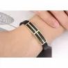 Pulsera cuero vacuno y acero dorado hombre | Bisujoya