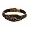 Pulsera femenina de piel legítima con grabado exótico de iguana y cierre de acero inoxidable