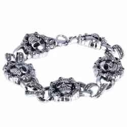 Brazalete calaveras acero rock hombre | Bisujoya