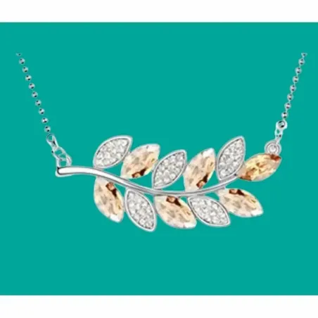 Collar de mujer con hilera continua de cristales blancos y amarillos brillantes.
