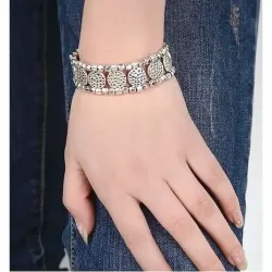 Brazalete metal envejecido plata | Bisujoya