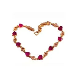 Pulsera oro rosa y rubí | Bisutería fina con piedra roja para mujer