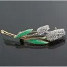 Broche vintage hojas verdes cristales | Bisutería fiesta para mujer