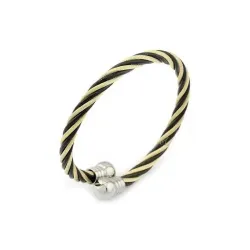 Pulsera trenzada bicolor acero inoxidable | Bisujoya