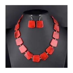 Conjunto collar pendientes piedras colores | Bisutería acero para mujer
