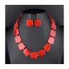 Conjunto collar pendientes piedras colores | Bisutería acero para mujer