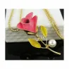 Collar broche flor rosa acero inoxidable | Bisujoya - Mujer romántica original