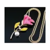 Collar broche flor rosa acero inoxidable | Bisujoya - Mujer romántica original