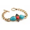 Pulsera de fantasía fabricada en bronce con piedras de colores y diseño elegante.