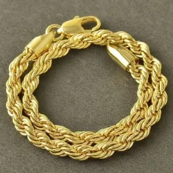 Pulsera cordón salomónico dorada acero | Bisujoya