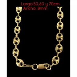 Cadena calabrote oro 18K acero 8mm | Bisujoya - Hombre lujo resistente