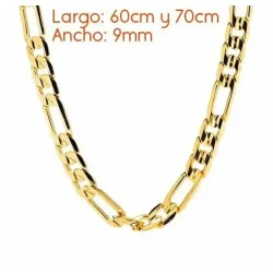Cadena Figaro 9mm Hombre | Italiano de Acero Chapado Oro 18K