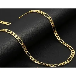 Cadena Figaro 9mm Hombre | Italiano de Acero Chapado Oro 18K