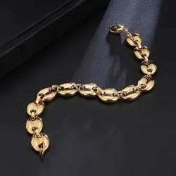 Pulsera calabrote hombre dorada con acabado 18k