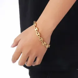 Pulsera calabrote hombre dorada con acabado 18k