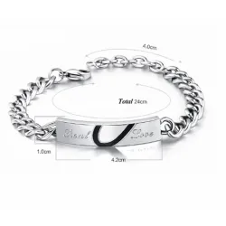 Pulseras pareja acero corazón bicolor | Bisujoya