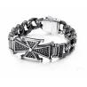 Brazalete de acero inoxidable con cruz de Malta y diseño de inspiración hip hop.