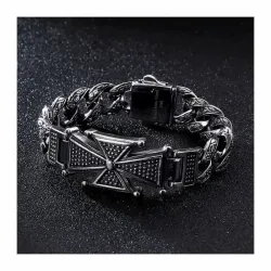 Brazalete hip hop acero cruz Malta | Bisujoya