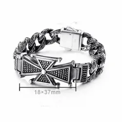 Brazalete hip hop acero cruz Malta | Bisujoya