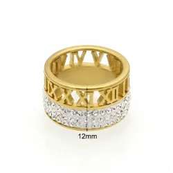 Anillo números romanos acero chapado oro 18k | Bisujoya