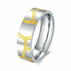 Anillo acero surcos amarillos ancho 8mm | Acero 316L antialérgico