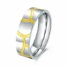 Anillo acero surcos amarillos ancho 8mm | Acero 316L antialérgico