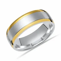 Anillo compromiso banda dorada acero satinado | Anillo pareja económicos