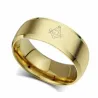 Anillo símbolo masónico escuadra y compás | Acero bañado oro