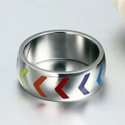 Anillo diseño LGTBI+ arcoíris | Acero inoxidable ancho 8mm