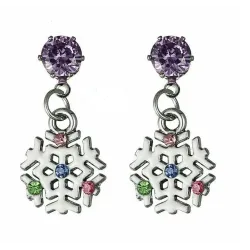 Pendientes de bisutería con piedra azul brillante y diseño de inspiración festiva