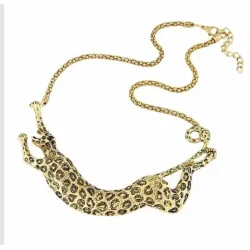 Collar jaguar oro envejecido | Motivo 25mm | Esmaltado leopardo