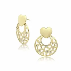 Pendientes redondos circonitas oro | Bisutería brillante mujer