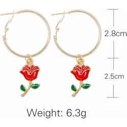 Pendientes flor rosas rojas | Bisutería estilo ibicenco