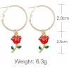 Pendientes flor rosas rojas | Bisutería estilo ibicenco