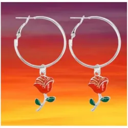 Pendientes flor rosas rojas | Bisutería estilo ibicenco