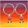 Pendientes flor rosas rojas | Bisutería estilo ibicenco
