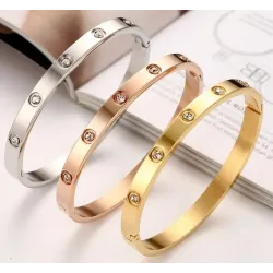Pulseras esclavas doradas de acero inoxidable con diseño minimalista de bisutería