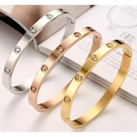 Pulseras esclavas doradas de acero inoxidable con diseño minimalista de bisutería