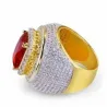 Anillo hombre chapado oro blanco cristales | Bisutería hip hop elegante