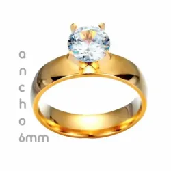 Anillo boda chapado oro piedra central | Bisutería elegante para mujer
