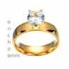 Anillo boda chapado oro piedra central | Bisutería elegante para mujer