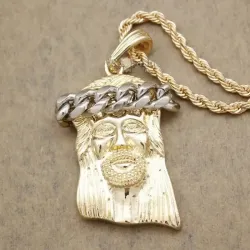 Colgante Jesús oro 18K cadena 60cm hombre | Bisujoya - Fe y estilo hip hop