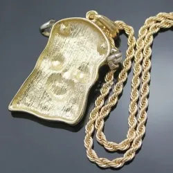 Colgante Jesús oro 18K cadena 60cm hombre | Bisujoya - Fe y estilo hip hop
